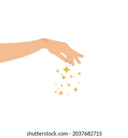 Hand with Stars Flat Design. Present, Gift
