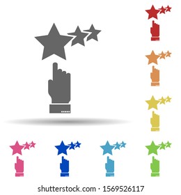 Hand, stars, loyalty in multi color style icon. Simple glyph, flat vector of business icons for ui and ux, website or mobile application
