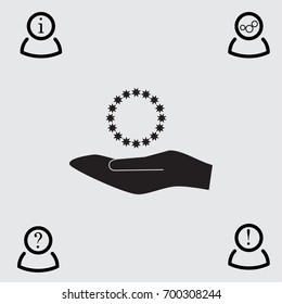 Hand and stars vector icon