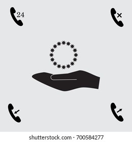 Hand and stars vector icon