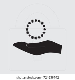 Hand and stars vector icon