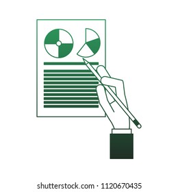 Hand with statistics green lines