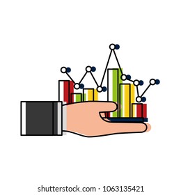 hand with statistics infographic