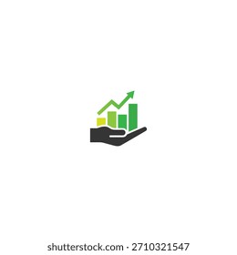 Hand with statistics logo Icon flat vector design