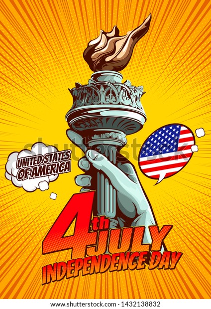 Hand Statue Liberty Independence Day Comic Stock Vector Royalty Free 1432138832 Shutterstock