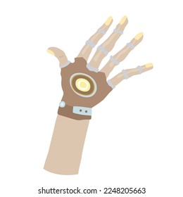 Hand in steampunk style - hand drawn vector illustration. Flat color design.