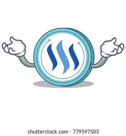 Hand up Steem coin character cartoon