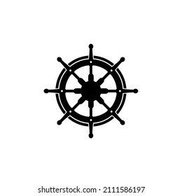 Hand steering wheel captain ship boat logo design.Vector illustration transport