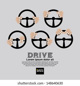 Hand With Steering Wheel Clean Graphic Symbol