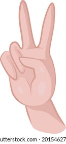 Hand sticker. Victory gesture, greetings. Hand in flat style. Cartoon gesture. Part of the body