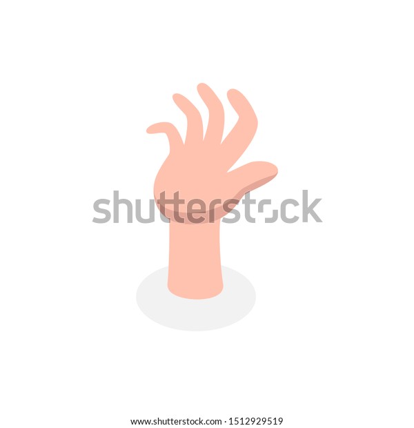 Hand sticking out of the ground. Isometric\
vector illustration.