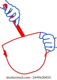 Hand Stirring Mixing Bowl with Whisk Vector Illustration