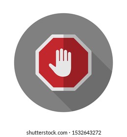 hand stop flat icon.Vector illustration in a simple style with a falling shadow. 10 eps.