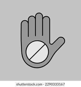 Hand stop or forbidden vector isolated icon. Demonstration, protest, strike, revolution. Graph symbol for your web site design, logo, app, UI