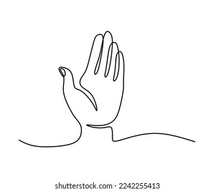 Gesto de paro de mano en línea de línea continua editable