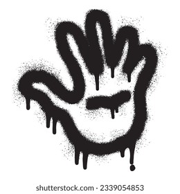 Hand-Stopp-Symbol-Graffiti mit schwarzer Spray-Farbe