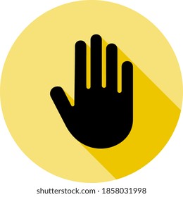 hand stop icon in long shadow style