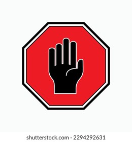 Hand Stop Icon. Prohibition Symbol for Design, Presentation, Website or Apps Elements - Vector.  