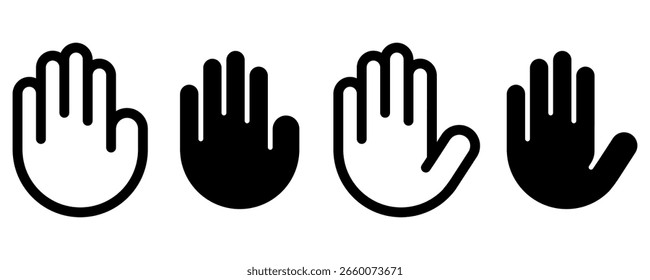 Hand stop icon set. Vectpor illustration.