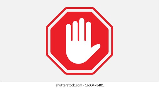 Hand Stop Icon. Stop Sign, Hand Icon. Do Not Enter Stop Sign With Hand. Vector Illustration Icon