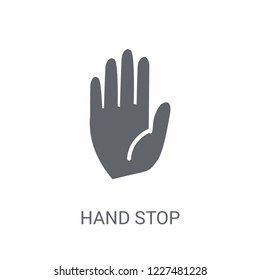 hand Stop icon. Trendy hand Stop logo concept on white background from Hands collection. Suitable for use on web apps, mobile apps and print media.