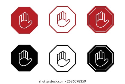 Hand-Stopp-Symbol, Vektorabzeichen-Sammlung