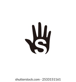 Hand Stop with Letter S logo design symbol vector template