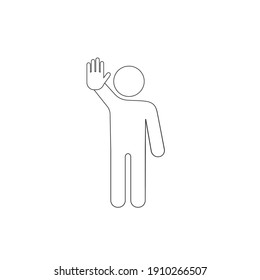 Signo de icono de línea de parada manual. Ilustración del vector