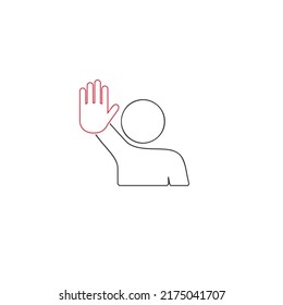 Hand-Stopp-Linie-Symbol. Flachzeichen für Vektorgrafik