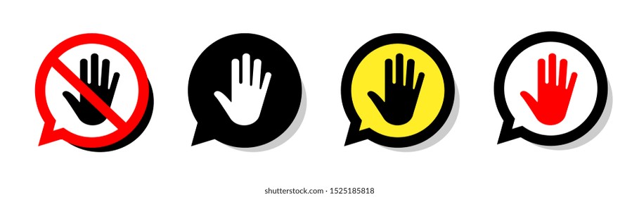 Hand stop on speech bubble