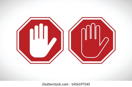 hand stop red sign icon