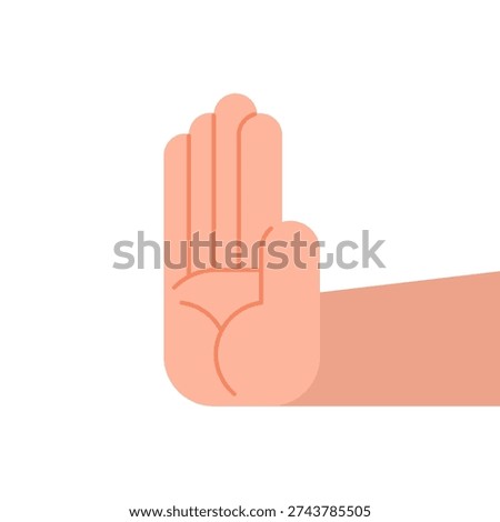 Hand stop refusal sign. Outstretched palms refusal sign.