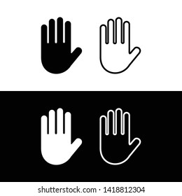 Hand stop set symbol icon vector. Hand stop sign 