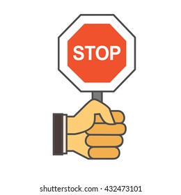 Hand with Stop Sign Icon