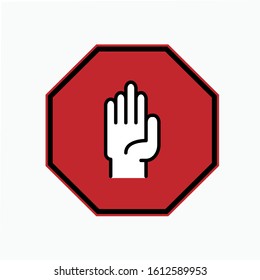 Hand Stop Sign Icon. Prohibition Illustration As a Simple Vector Sign & Trendy Symbol.