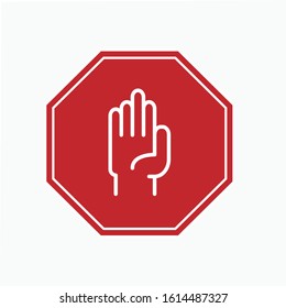 Hand Stop Sign Icon. Prohibition Illustration As a Simple Vector Sign & Trendy Symbol.