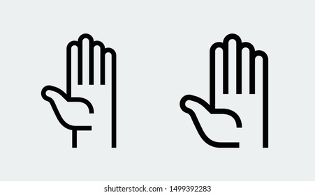 hand stop sign icon. vector set stop symbols.