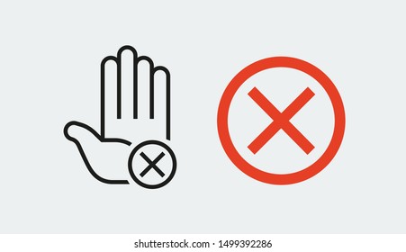 hand stop sign icon. vector set stop symbols.
