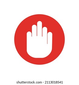 Hand of stop sign icon. Vector.
