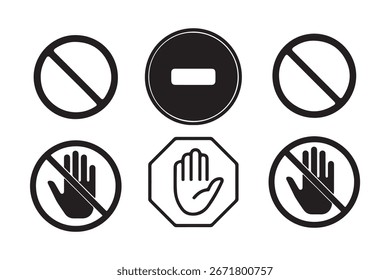 hand stop sign icon vector flat illustration design on white background. Red prohibition sign with human hand. Stop hand gesture vector. do not enter, dangerous. Hand icon