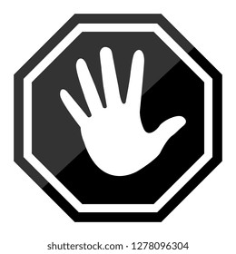 Hand stop sign on white background. flat style. red stop symbol for web site design, logo, app, UI.  