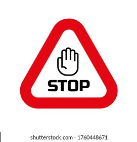 hand stop sign on white background. Vector icon.
