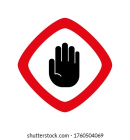 Hand-Stopp-Schild auf weißem Hintergrund. Vektorsymbol.
