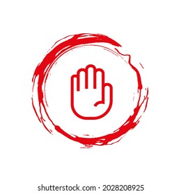 hand stop sign on white background. Vector icon.