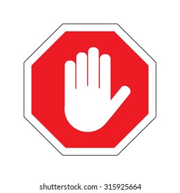 Hand Stop Sign On White Background Stock Vector (Royalty Free ...