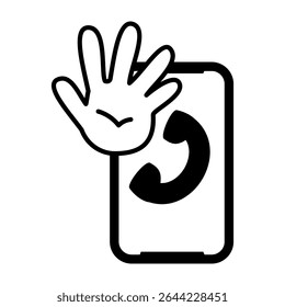 Hand Stop Sign Over Phone Icon