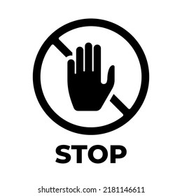 Hand stop sign with rounded corner style isolated on white background