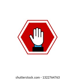 Hand stop sign, vector illustration icon