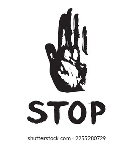 Hand stop sign, vector illustration icon forbidden