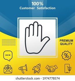Hand stop vector glyph color icon. With yellow and blue background option